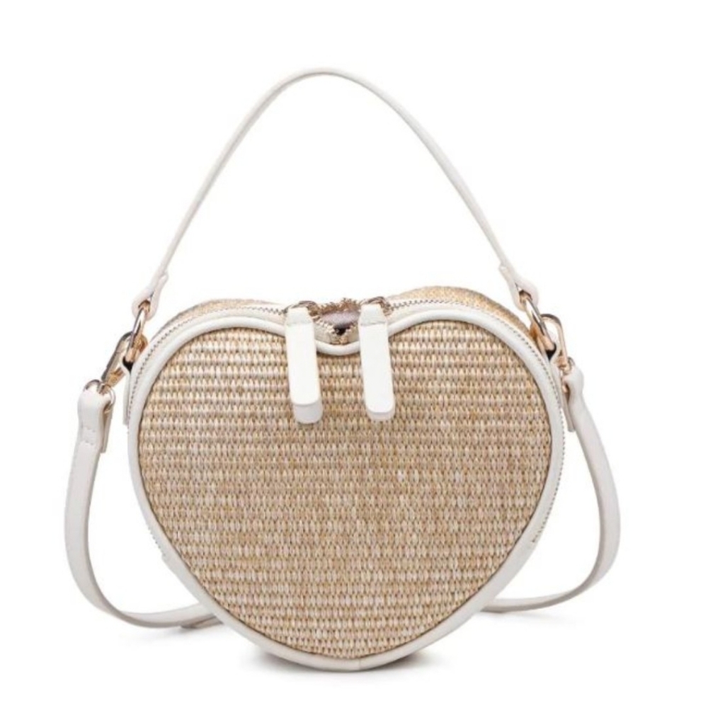 Heart-Shaped Woven Crossbody Bag NWOT